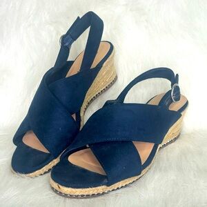 Women's Navy Espadrille Wedge Sandals Size 8 W